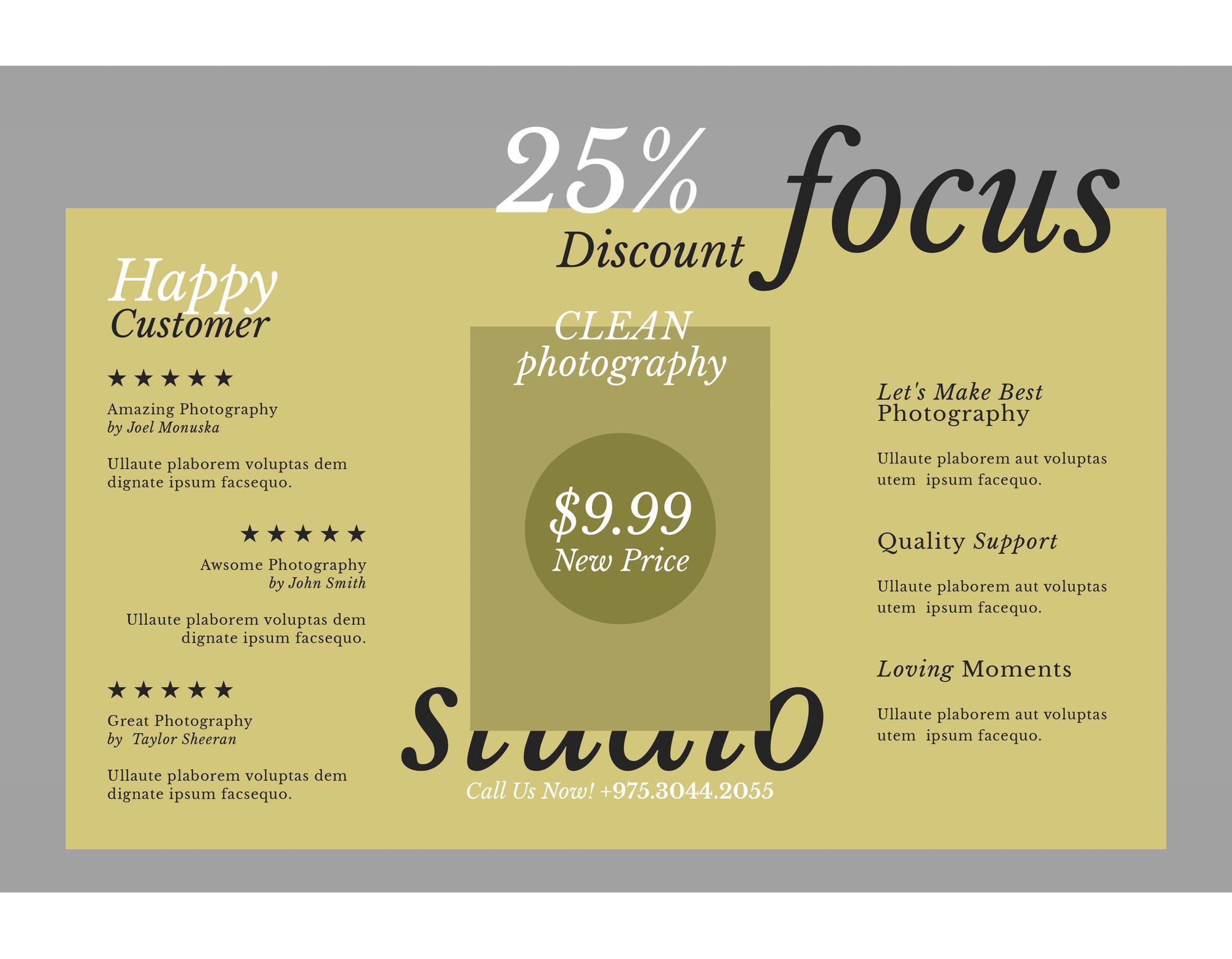 Brochure showing package examples and pricing